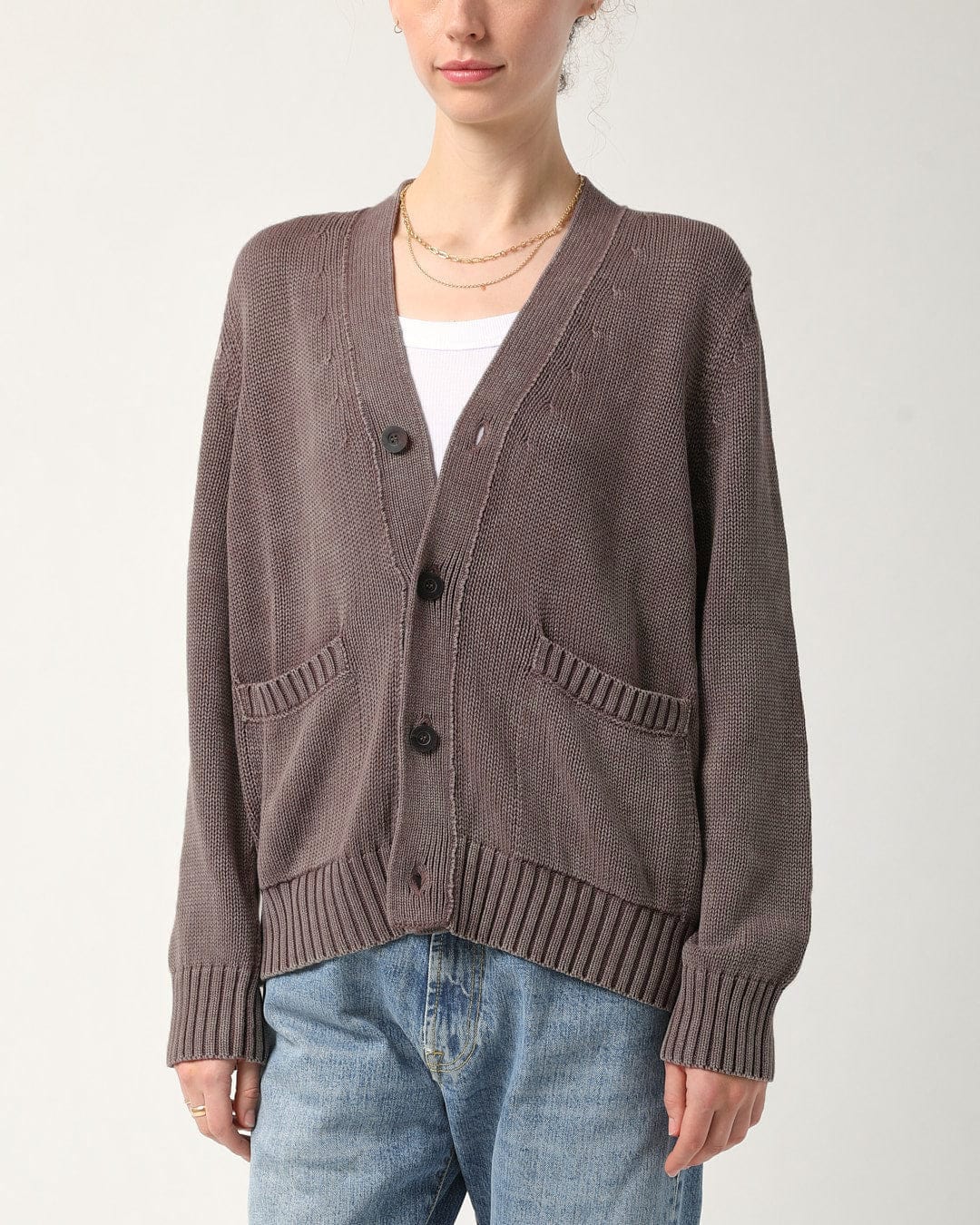 Acid Wash Cardigan - Washed Purple - Image 6