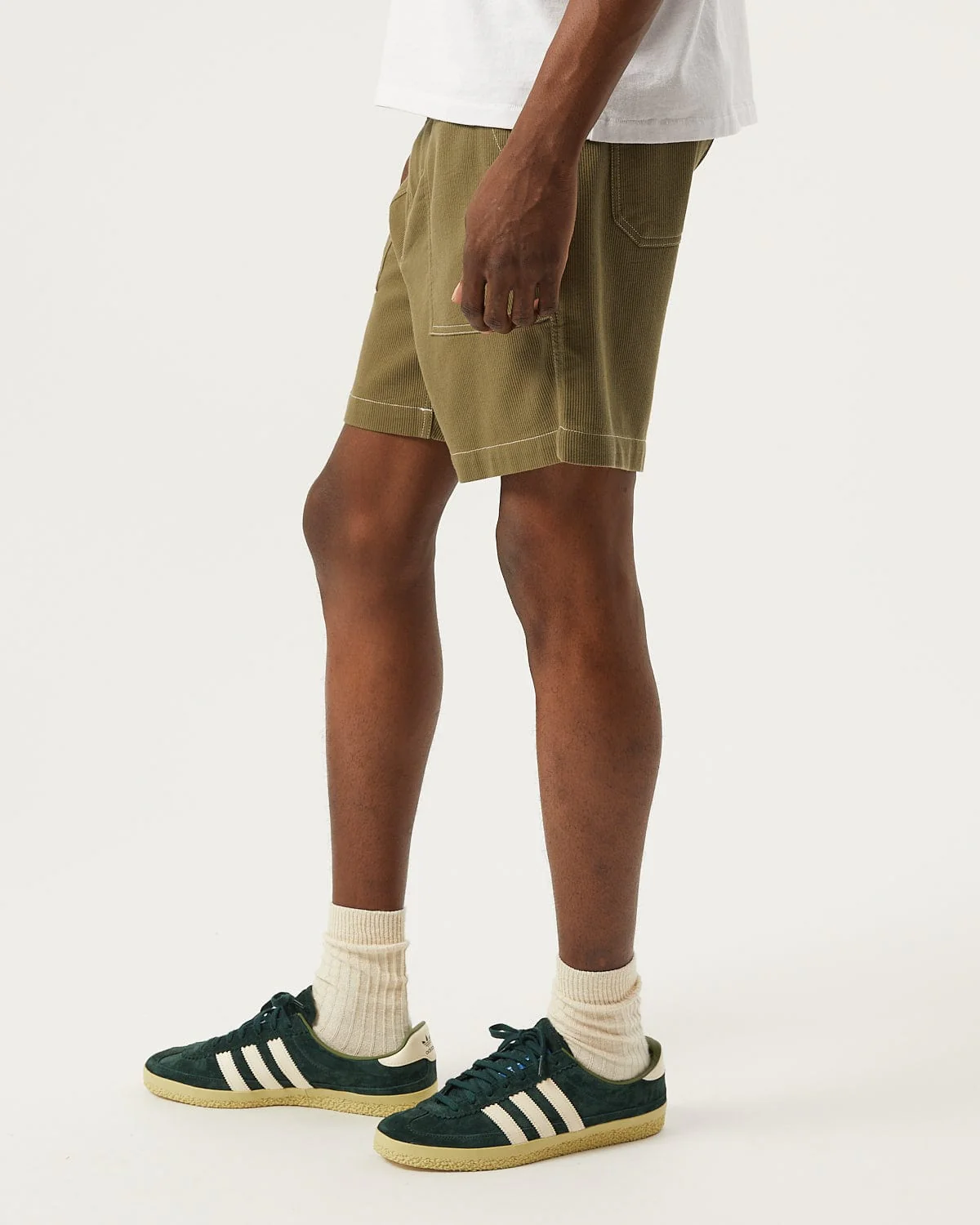 Bedford Cord Camp Pocket Shorts - Olive - Image 3