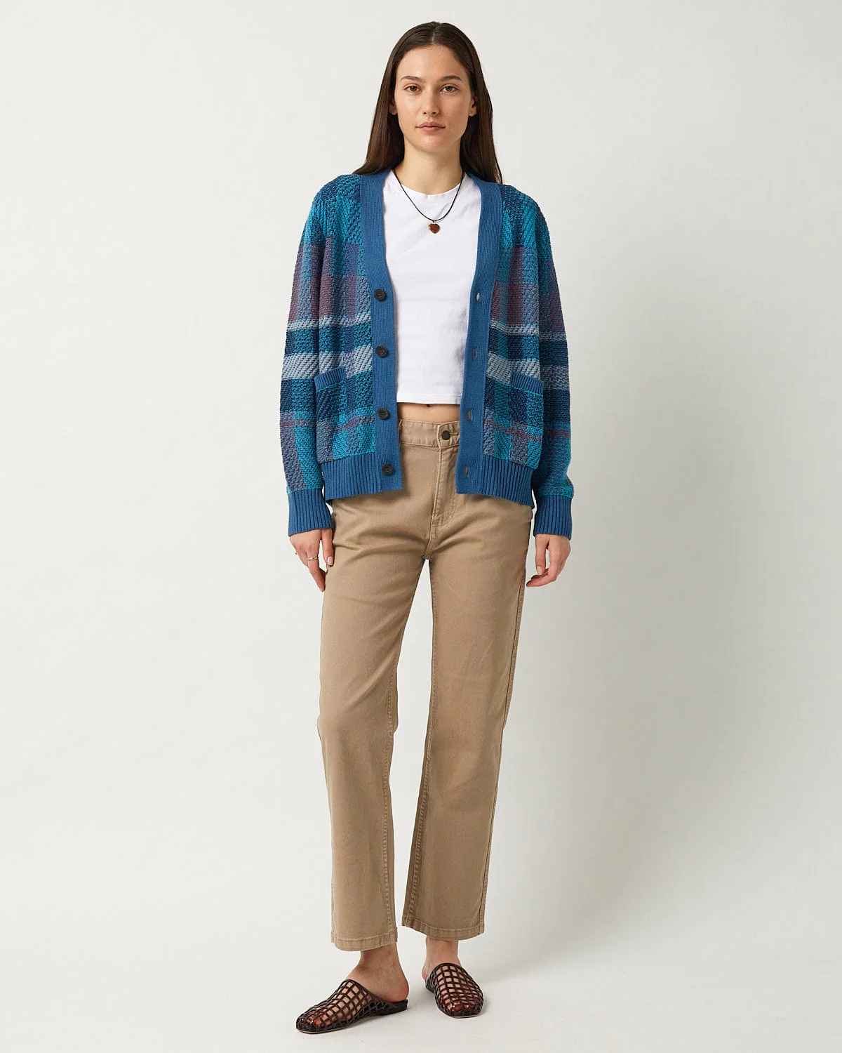 Blow Up Plaid Cardigan - Blue - Image 6