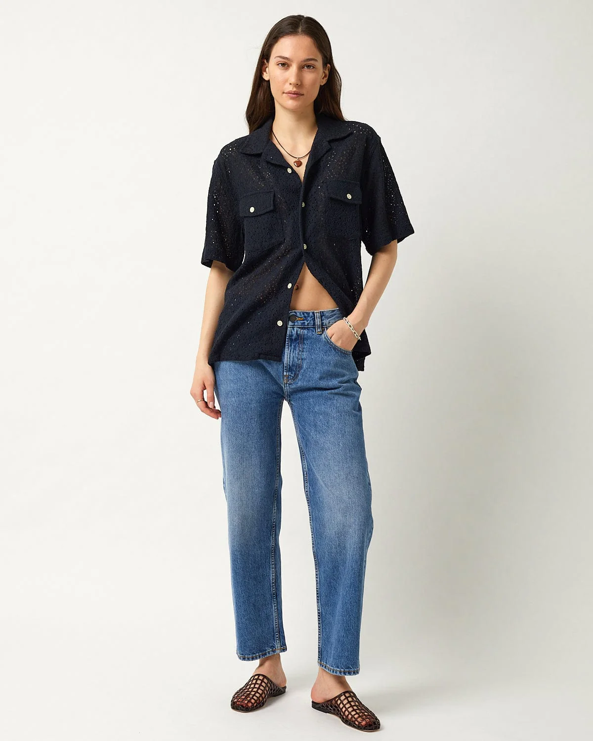 Floral Lace SS Camp - Black - Image 5