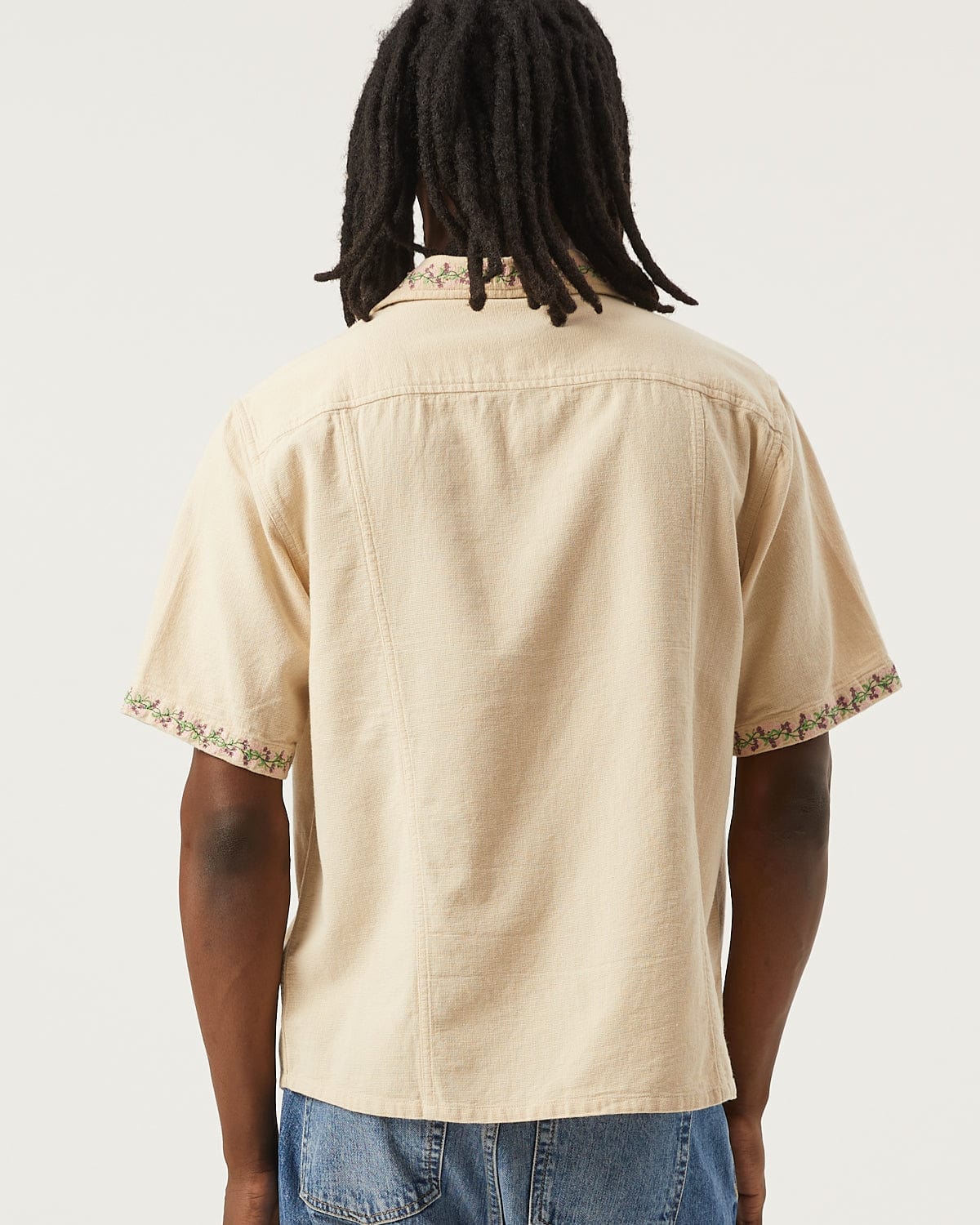 Hopsack Embroidered SS Camp - Khaki - Image 4