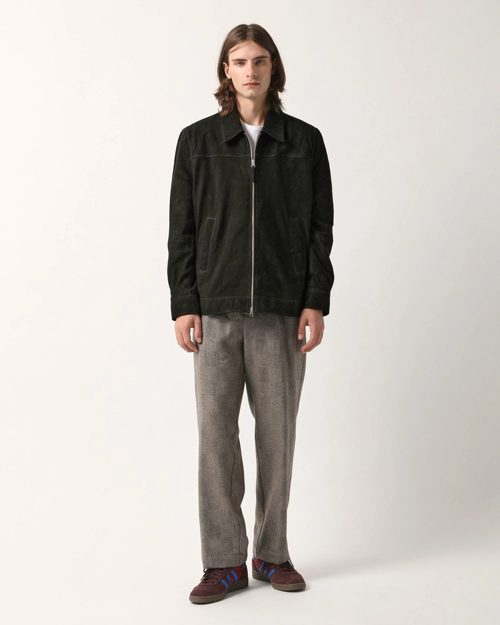 Suede Zip Jacket - Black - Image 2