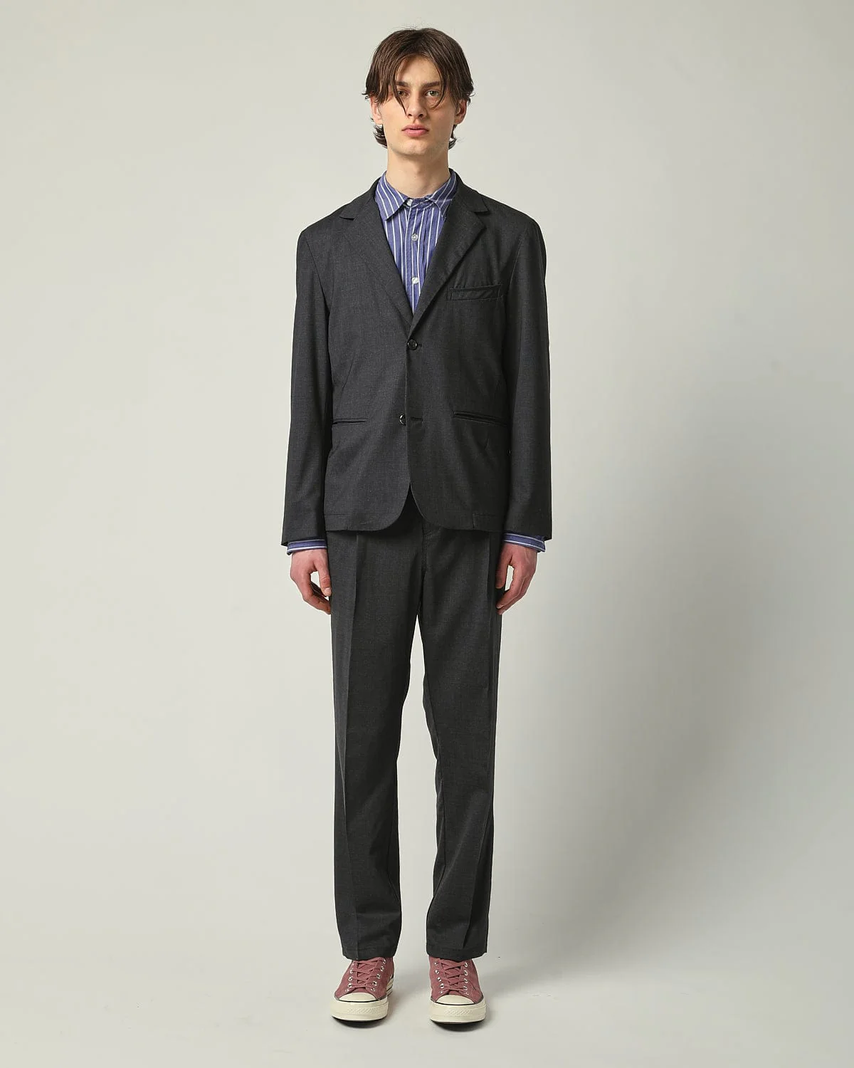 Tropical Wool 2 Button Blazer - Charcoal - Image 2